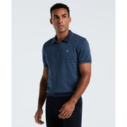 Cotton Jacquard Geo 1/4 Zip Sweater Polo (Sargasso Sea) 
