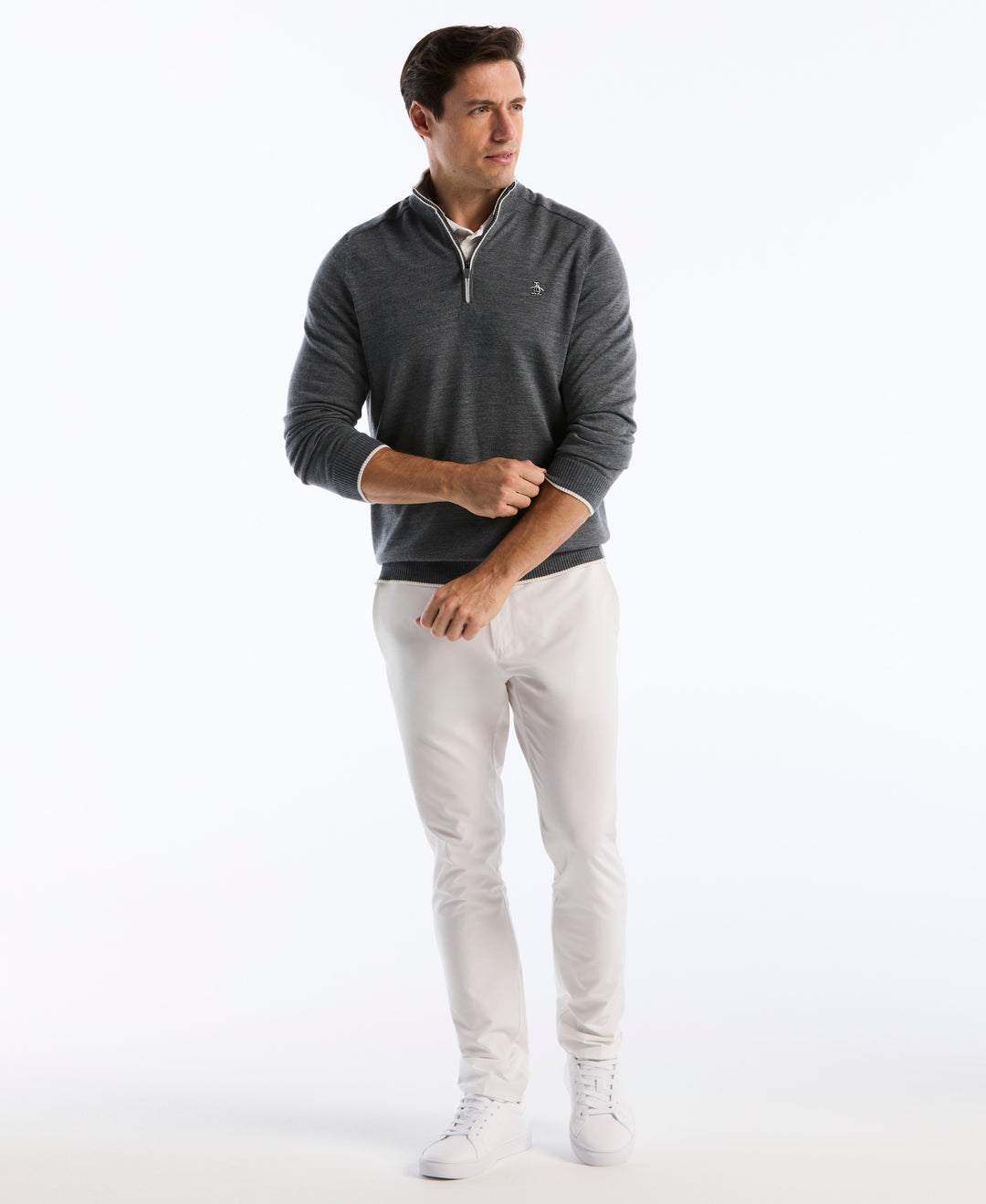 Quarter Zip Heritage Mock Golf Sweater-Golf Sweater-Original Penguin