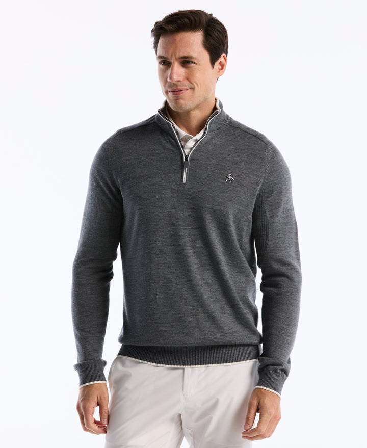 Quarter Zip Heritage Mock Golf Sweater-Golf Sweater-Quiet Shade-XS-Original Penguin