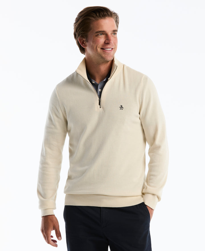 1/4 Zip Cotton Jersey Sweater (Birch) 