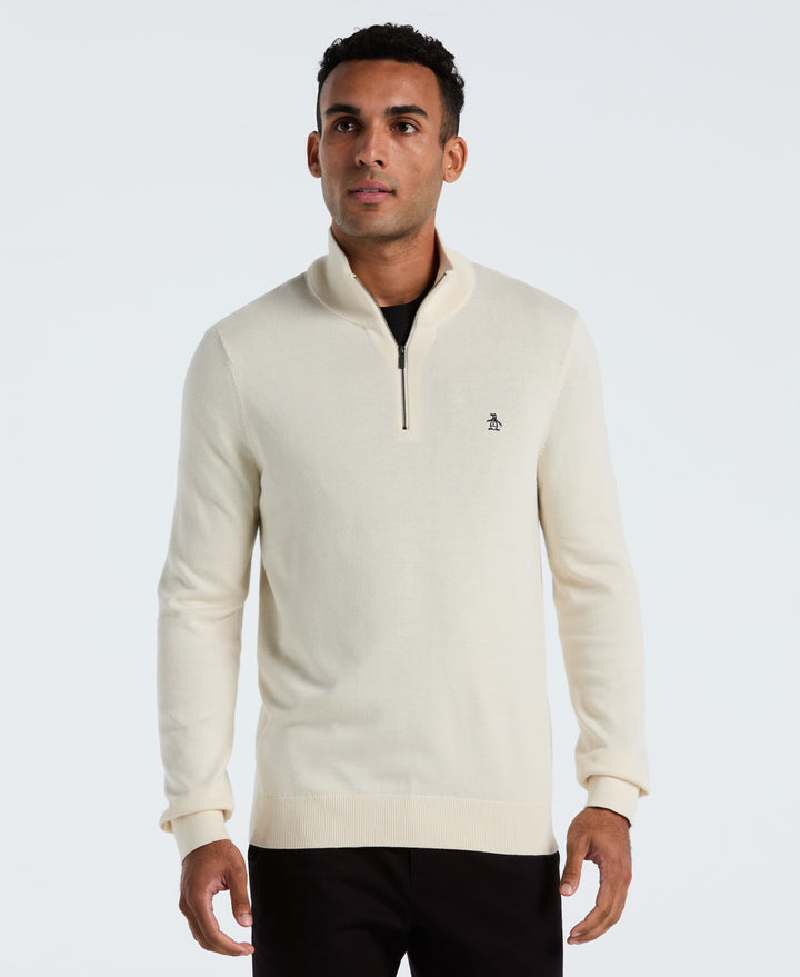 1/4 Zip Cotton Jersey Sweater (Birch) 