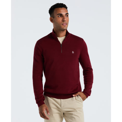 1/4 Zip Cotton Jersey Sweater (Cabernet) 