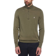 1/4 Zip Cotton Jersey Sweater (Dusty Olive) 