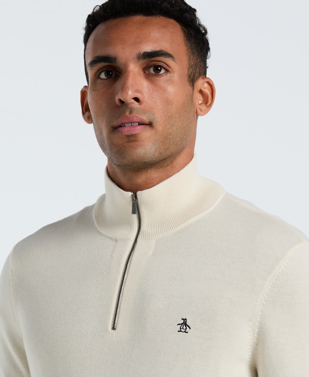 1/4 Zip Cotton Jersey Sweater (Birch) 