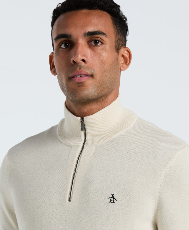 1/4 Zip Cotton Jersey Sweater (Birch) 