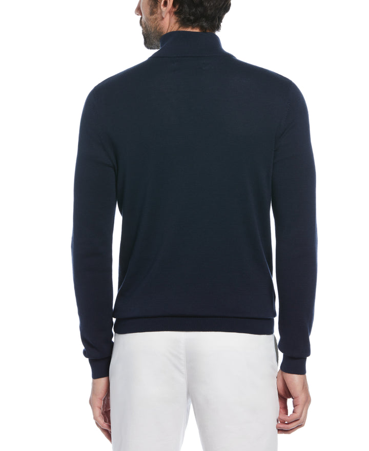 1/4 Zip Cotton Jersey Sweater (Dark Sapphire) 