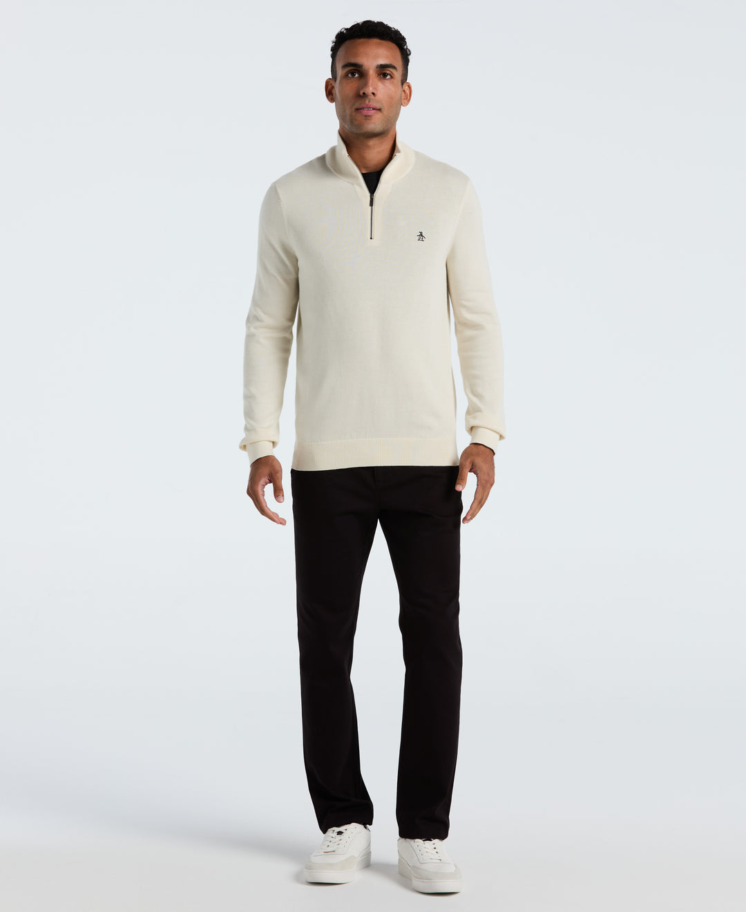 1/4 Zip Cotton Jersey Sweater (Birch) 