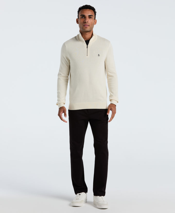 1/4 Zip Cotton Jersey Sweater (Birch) 