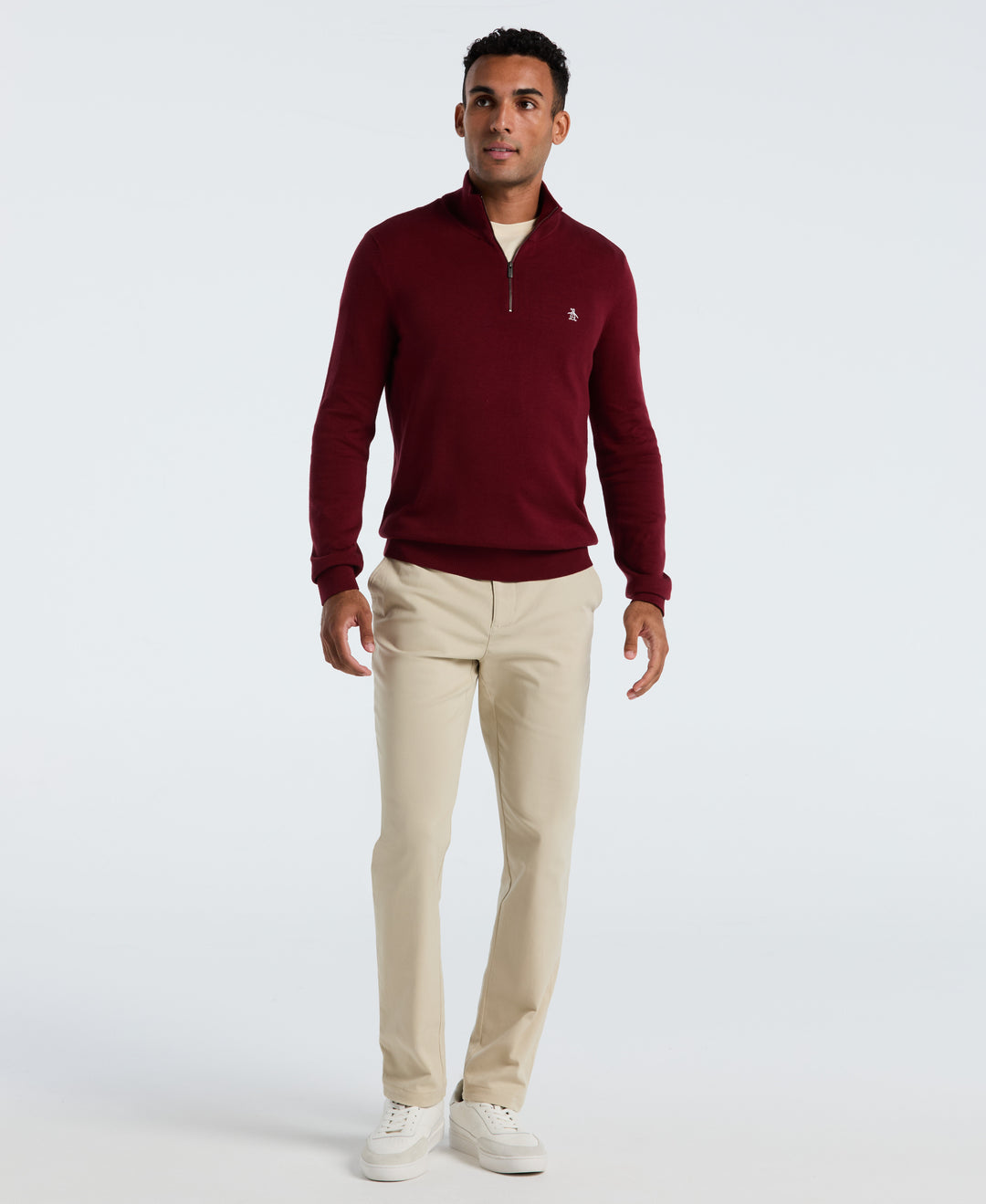 1/4 Zip Cotton Jersey Sweater (Cabernet) 