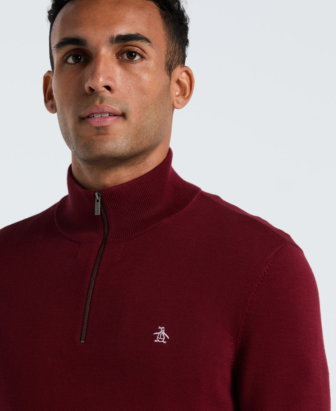 1/4 Zip Cotton Jersey Sweater (Cabernet) 