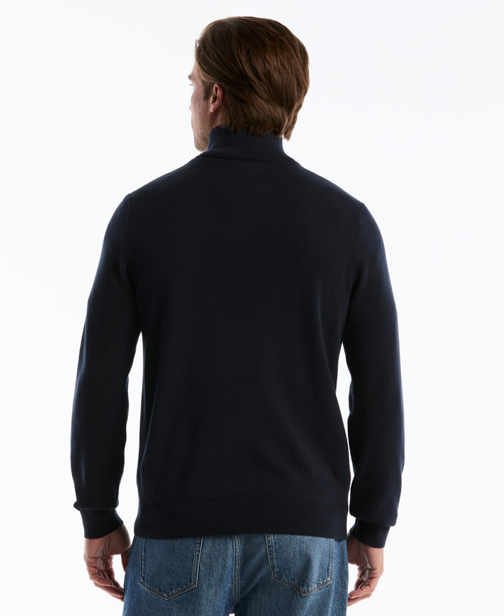 1/4 Zip Cotton Jersey Sweater (Dark Sapphire) 