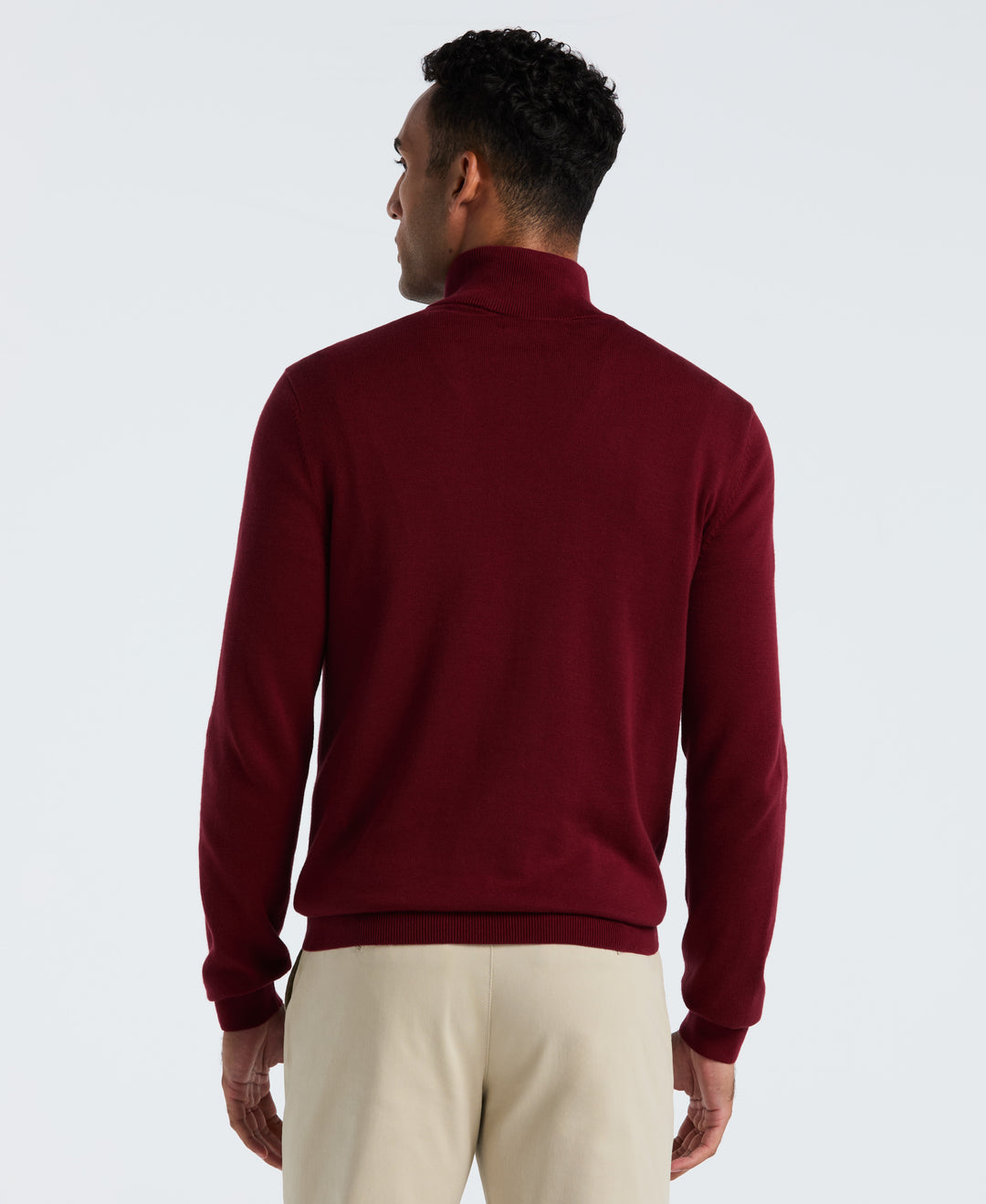 1/4 Zip Cotton Jersey Sweater (Cabernet) 
