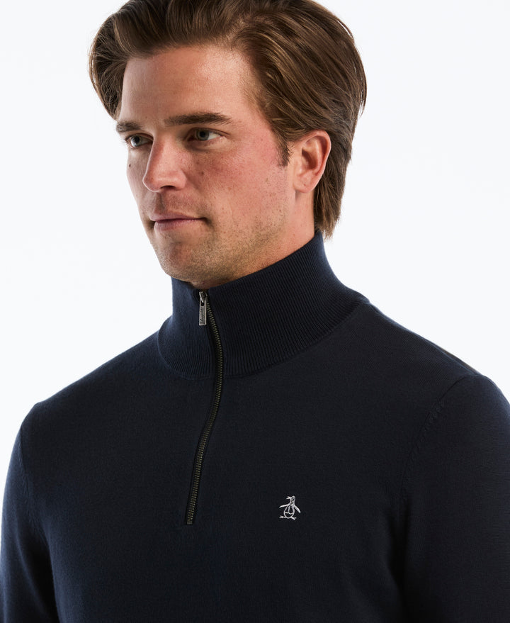 1/4 Zip Cotton Jersey Sweater (Dark Sapphire) 