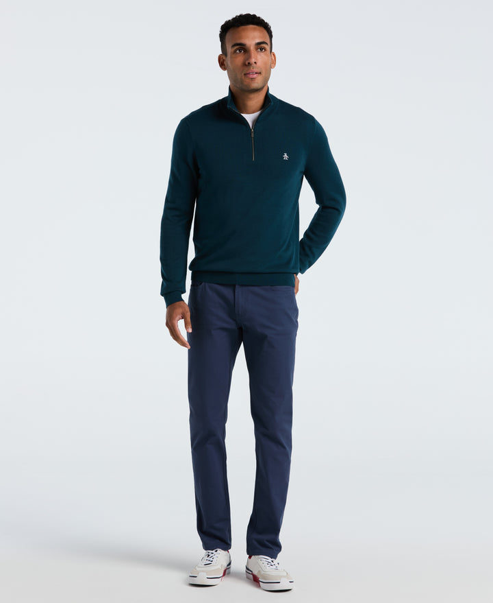 1/4 Zip Cotton Jersey Sweater (Reflecting Pond) 