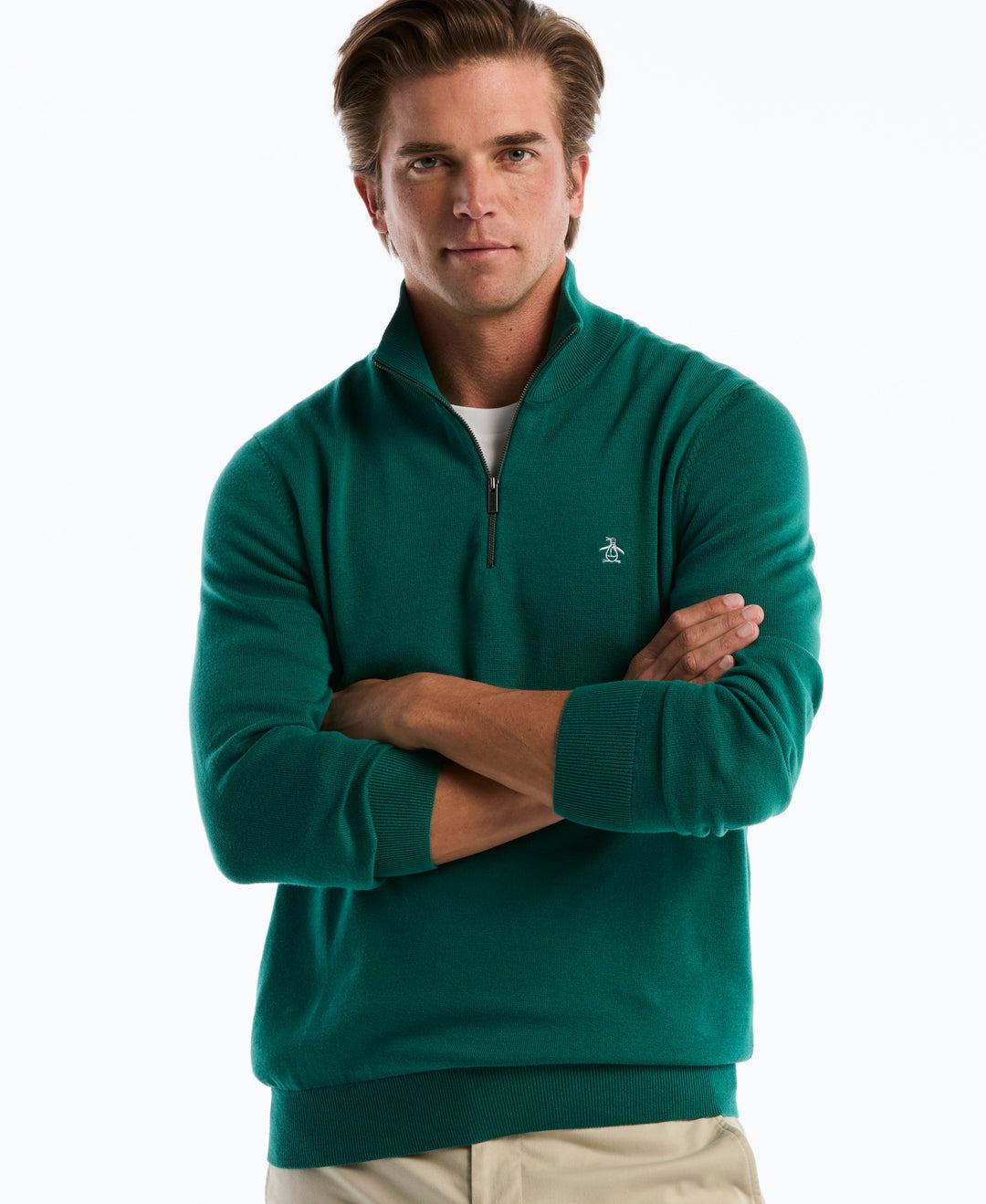1/4 Zip Cotton Jersey Sweater (Storm) 