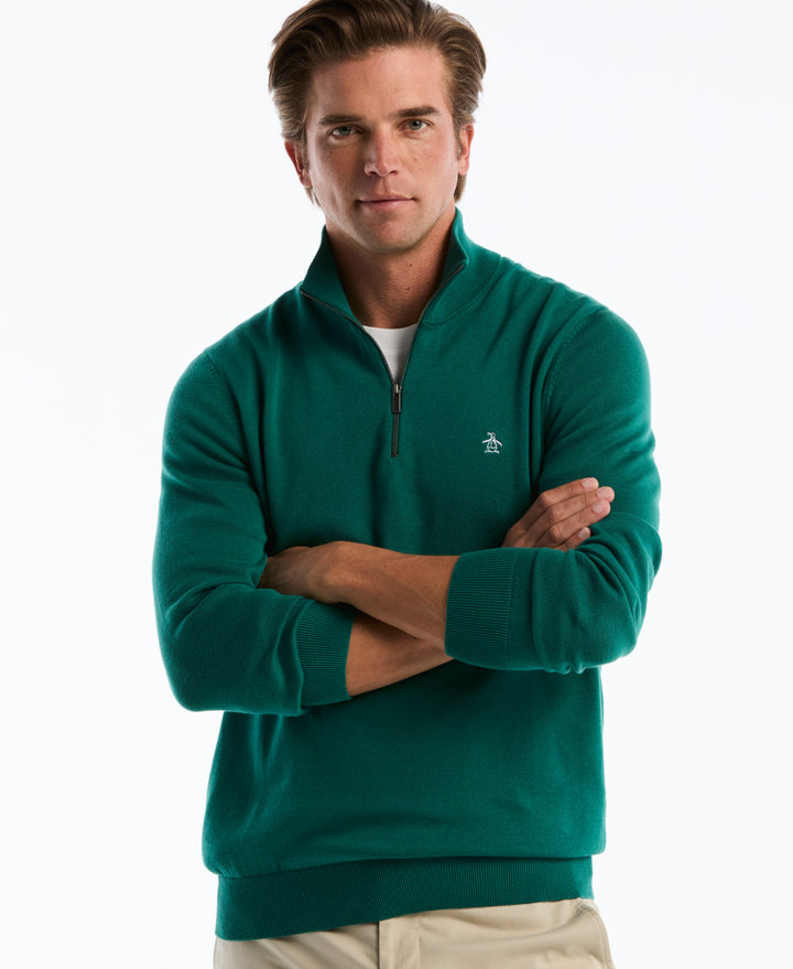 1/4 Zip Cotton Jersey Sweater (Storm) 