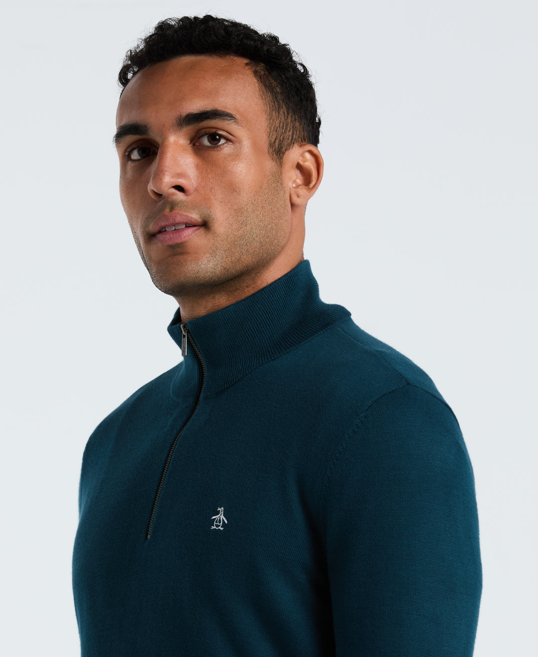 1/4 Zip Cotton Jersey Sweater (Reflecting Pond) 