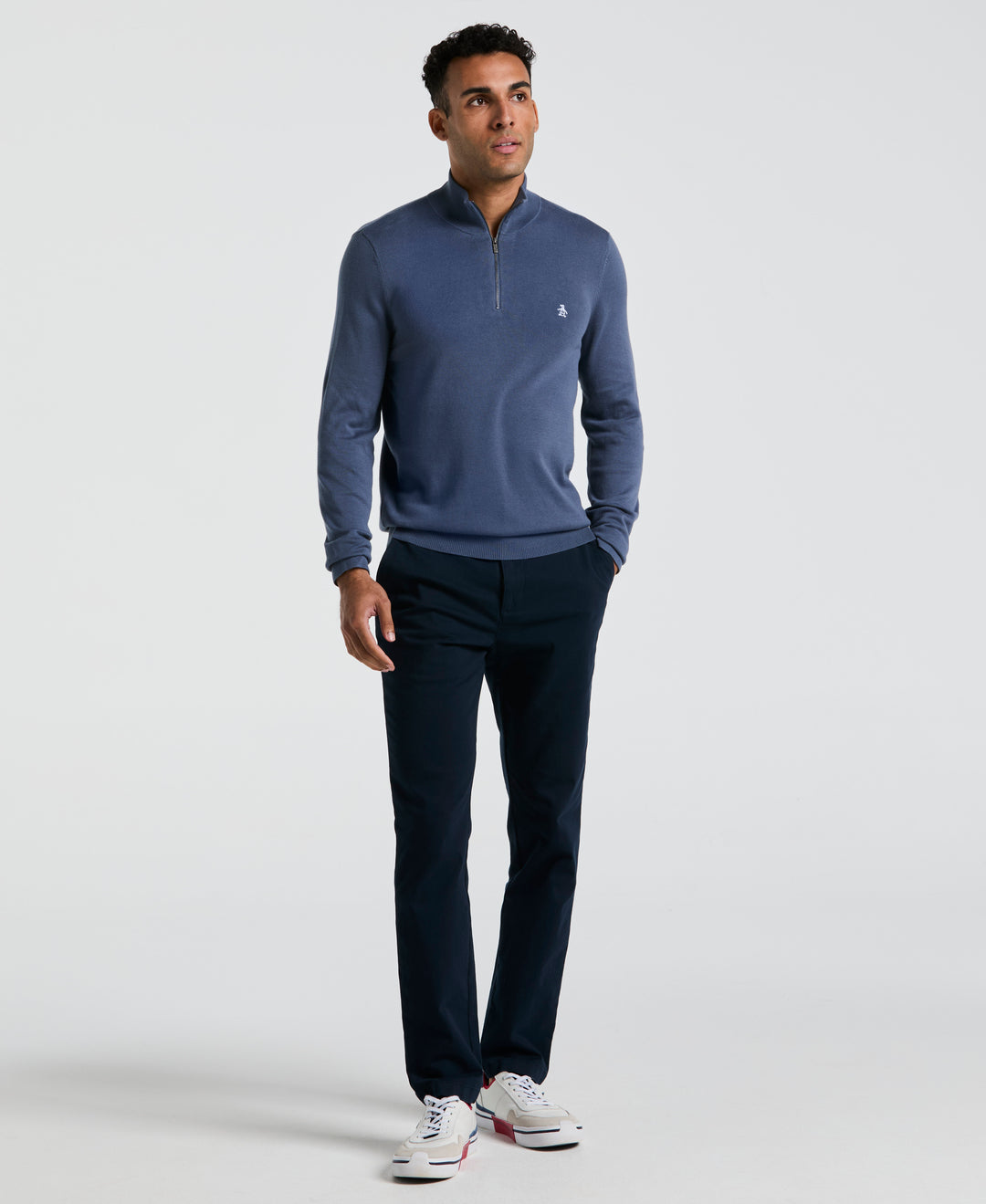 1/4 Zip Cotton Jersey Sweater (Vintage Indigo) 