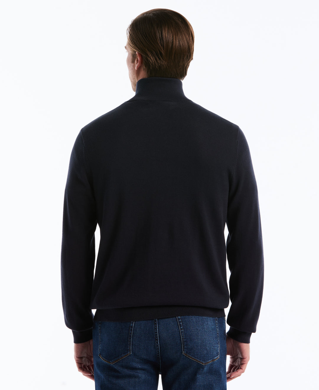 1/4 Zip Cotton Jersey Sweater (Dark Sapphire) 