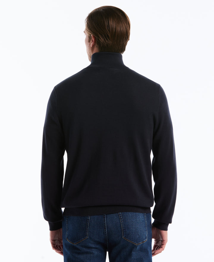 1/4 Zip Cotton Jersey Sweater (Dark Sapphire) 