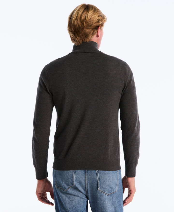 1/4 Zip Cotton Jersey Sweater (Dk Charcoal Heather) 