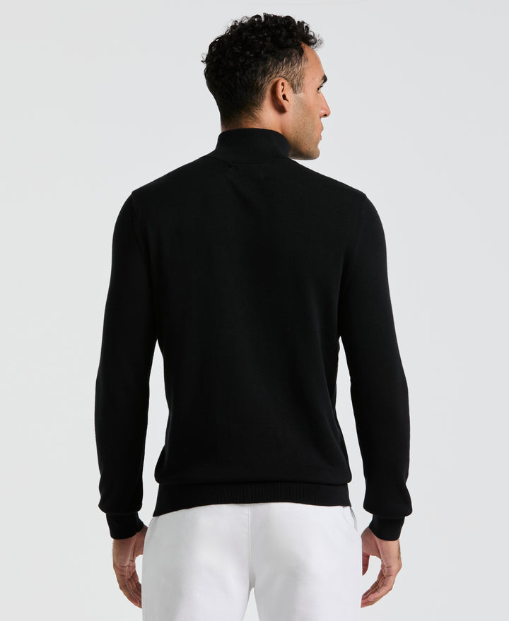 1/4 Zip Cotton Jersey Sweater (True Black) 