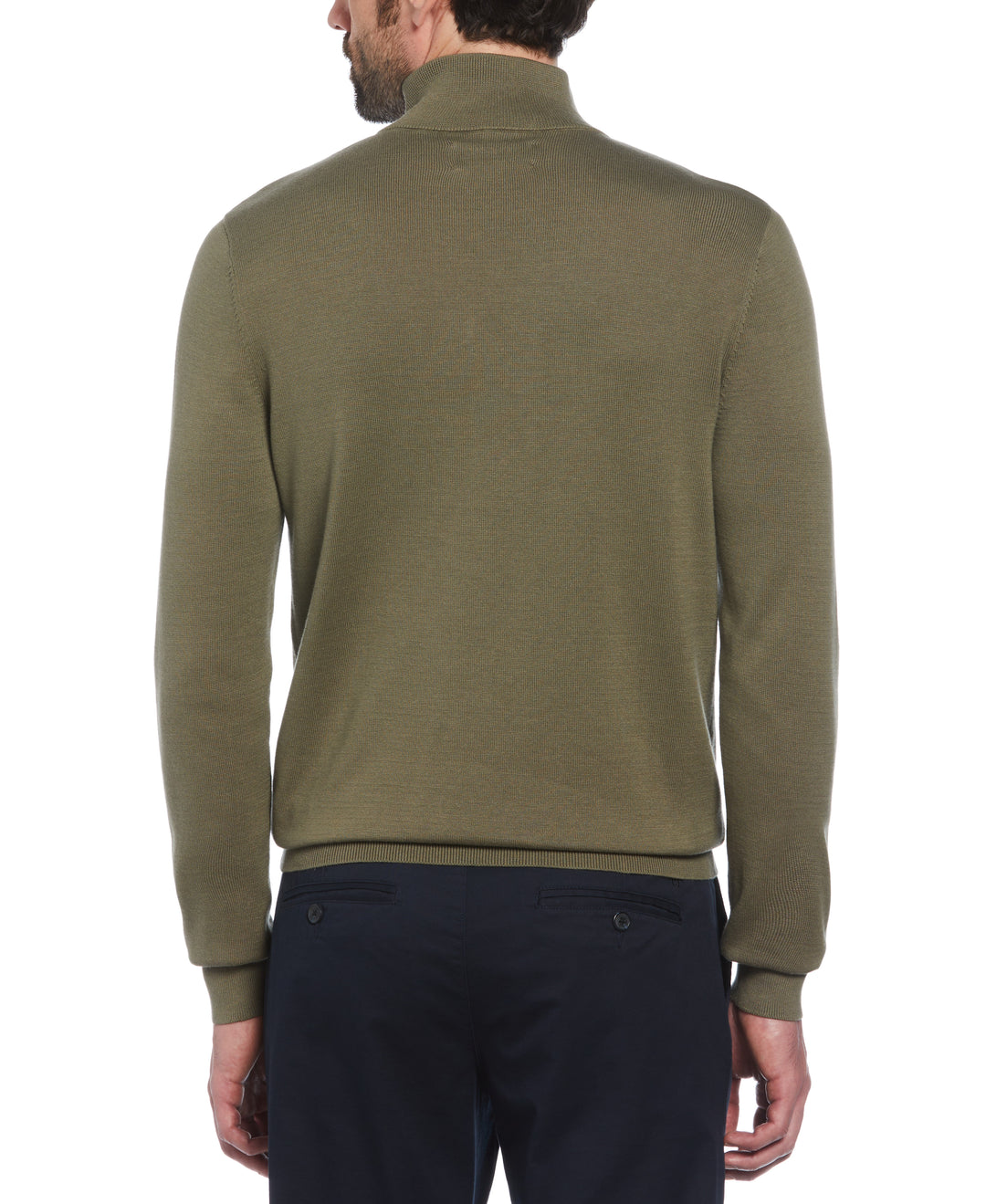 1/4 Zip Cotton Jersey Sweater (Dusty Olive) 