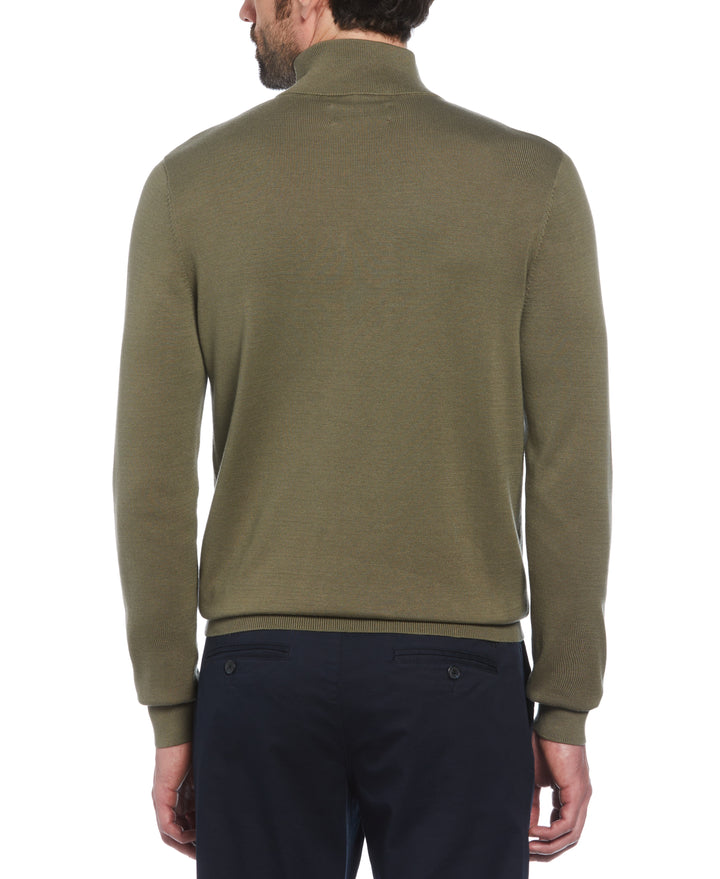 1/4 Zip Cotton Jersey Sweater (Dusty Olive) 