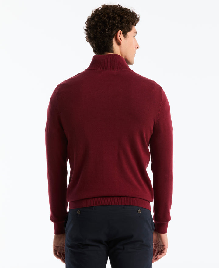 1/4 Zip Cotton Jersey Sweater (Cabernet) 