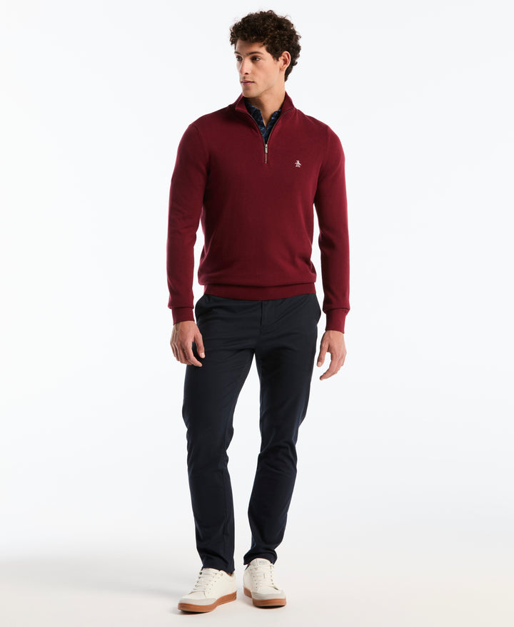 1/4 Zip Cotton Jersey Sweater (Cabernet) 