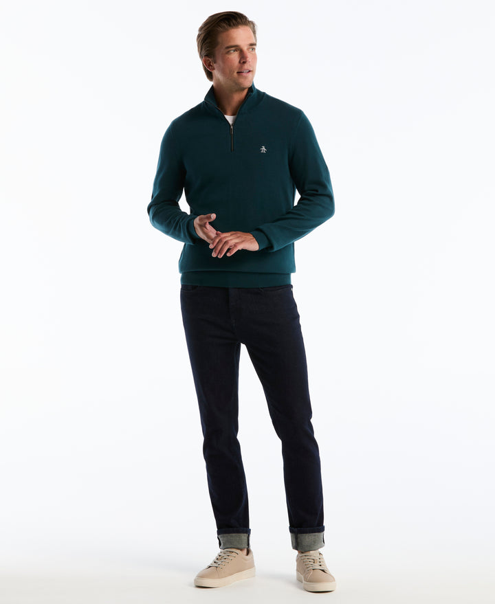 1/4 Zip Cotton Jersey Sweater (Reflecting Pond) 