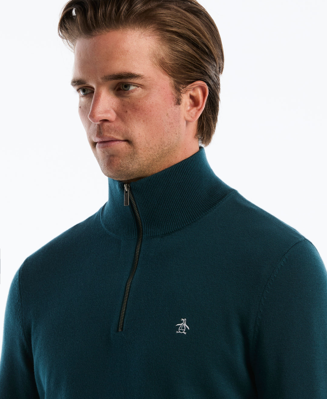 1/4 Zip Cotton Jersey Sweater (Reflecting Pond) 