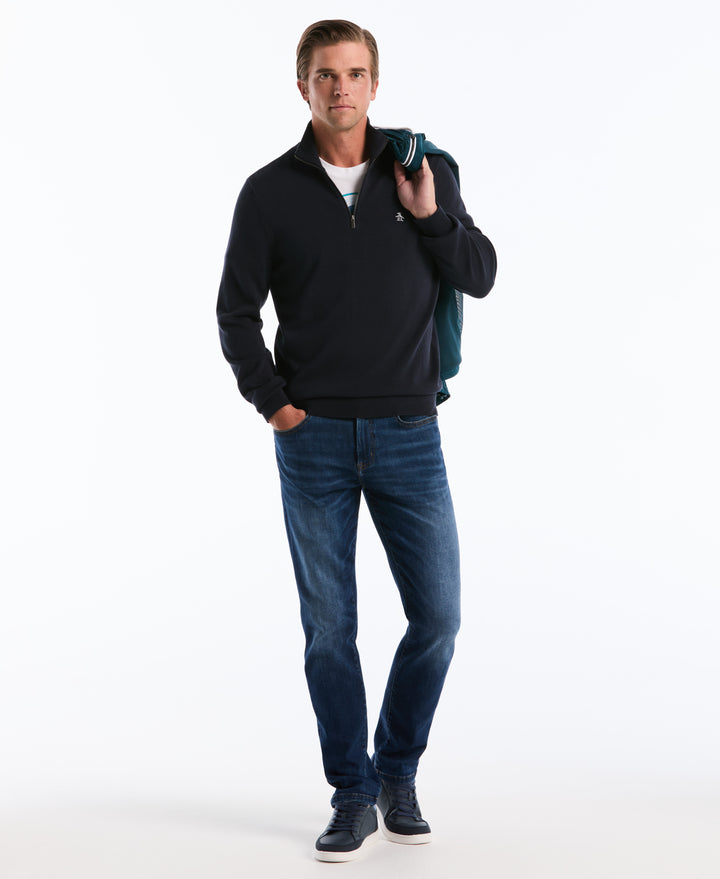 1/4 Zip Cotton Jersey Sweater (Dark Sapphire) 