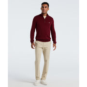 1/4 Zip Cotton Jersey Sweater (Cabernet) 