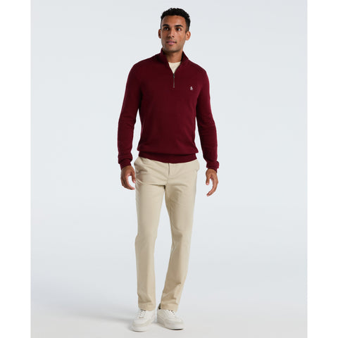 1/4 Zip Cotton Jersey Sweater (Cabernet) 