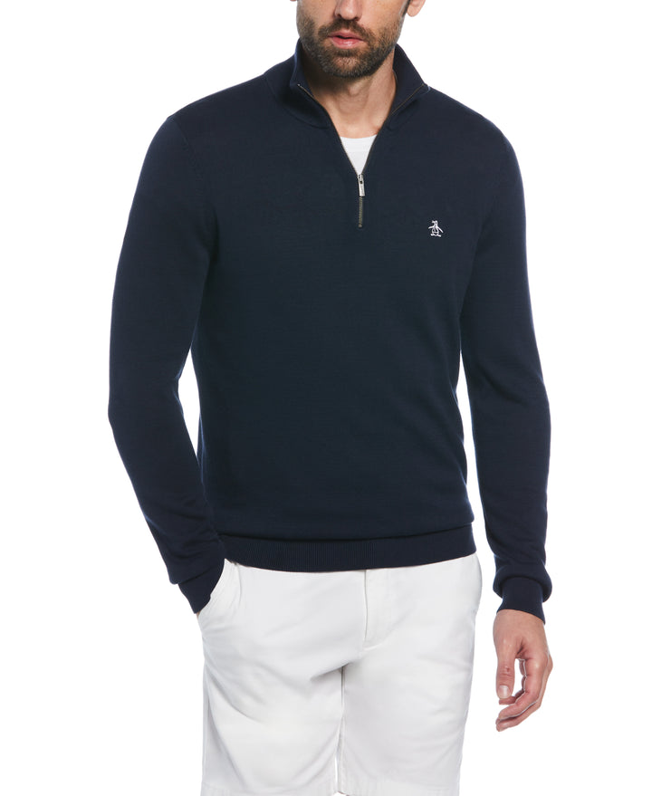 1/4 Zip Cotton Jersey Sweater (Dark Sapphire) 