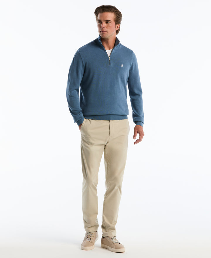 1/4 Zip Cotton Jersey Sweater (Copen Blue) 