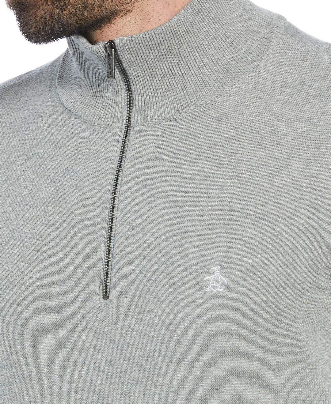 1/4 Zip Cotton Jersey Sweater (Rain Heather) 