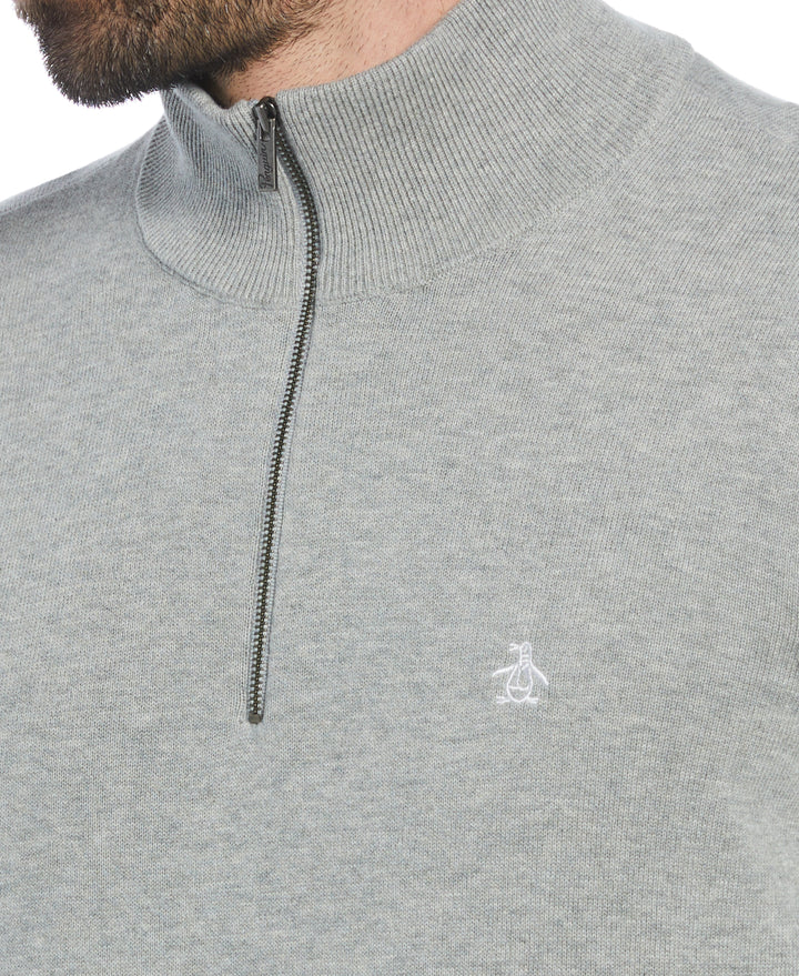 1/4 Zip Cotton Jersey Sweater (Rain Heather) 