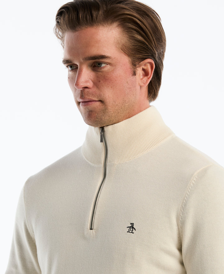1/4 Zip Cotton Jersey Sweater (Birch) 