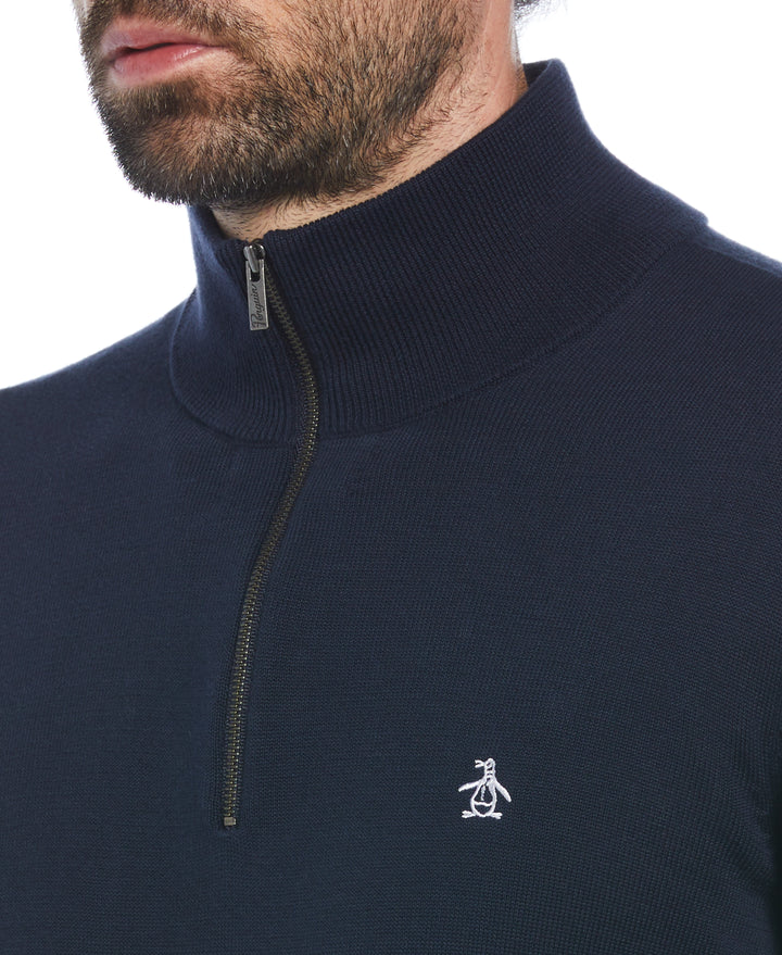 1/4 Zip Cotton Jersey Sweater (Dark Sapphire) 
