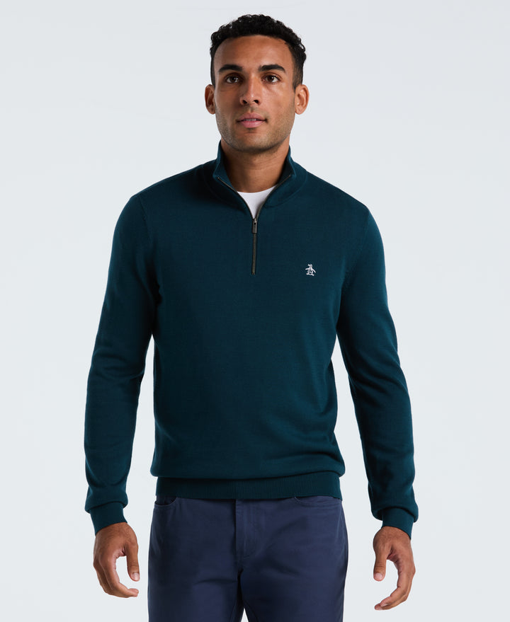 1/4 Zip Cotton Jersey Sweater (Reflecting Pond) 