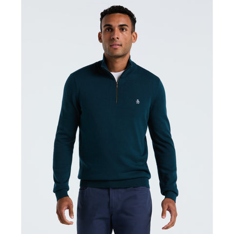 1/4 Zip Cotton Jersey Sweater (Reflecting Pond) 