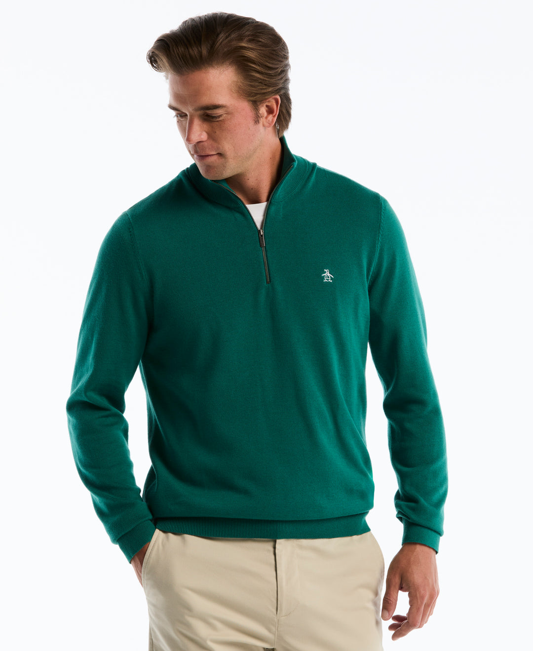 1/4 Zip Cotton Jersey Sweater (Storm) 