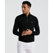 1/4 Zip Cotton Jersey Sweater (True Black) 