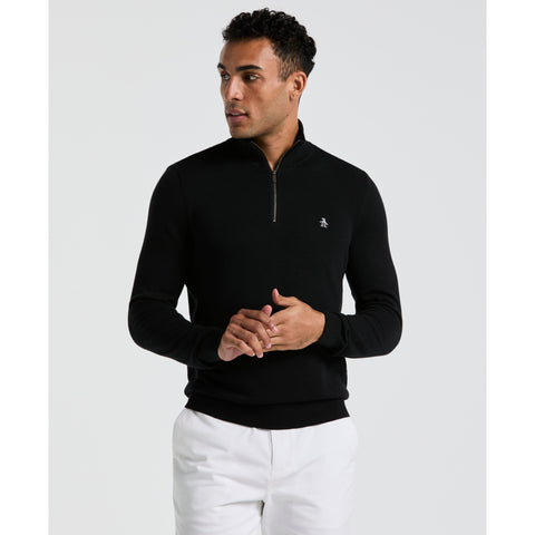 1/4 Zip Cotton Jersey Sweater (True Black) 