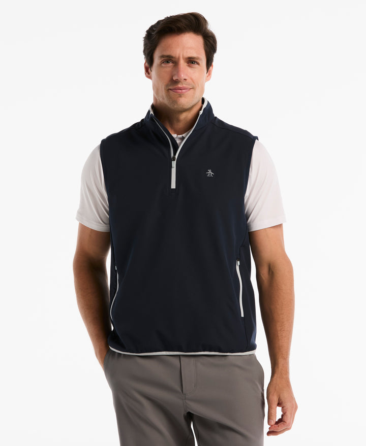 Quarter Zip Lightweight Wind Vest-Outerwear-Black Iris-XS-Original Penguin