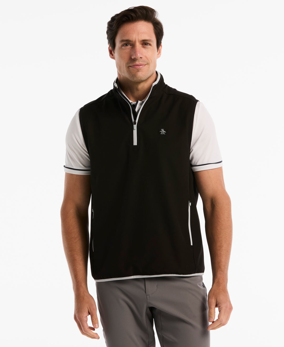 Quarter Zip Lightweight Wind Vest-Outerwear-Caviar-XS-Original Penguin