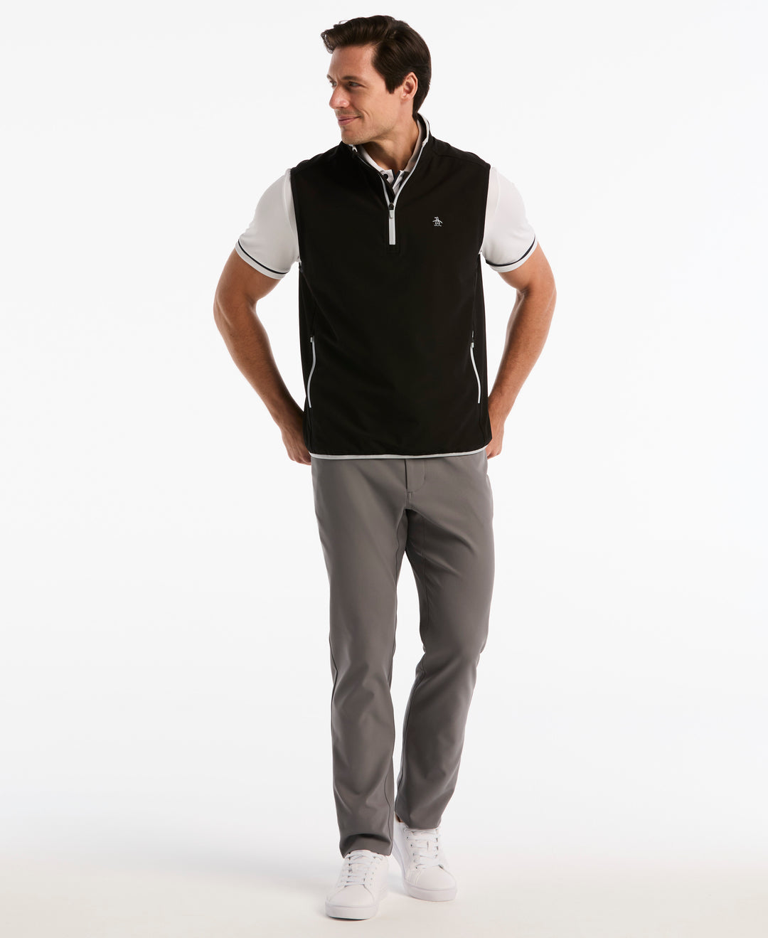Quarter Zip Lightweight Wind Vest-Outerwear-Original Penguin