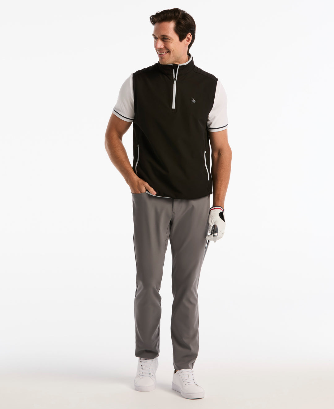 Quarter Zip Lightweight Wind Vest-Outerwear-Original Penguin